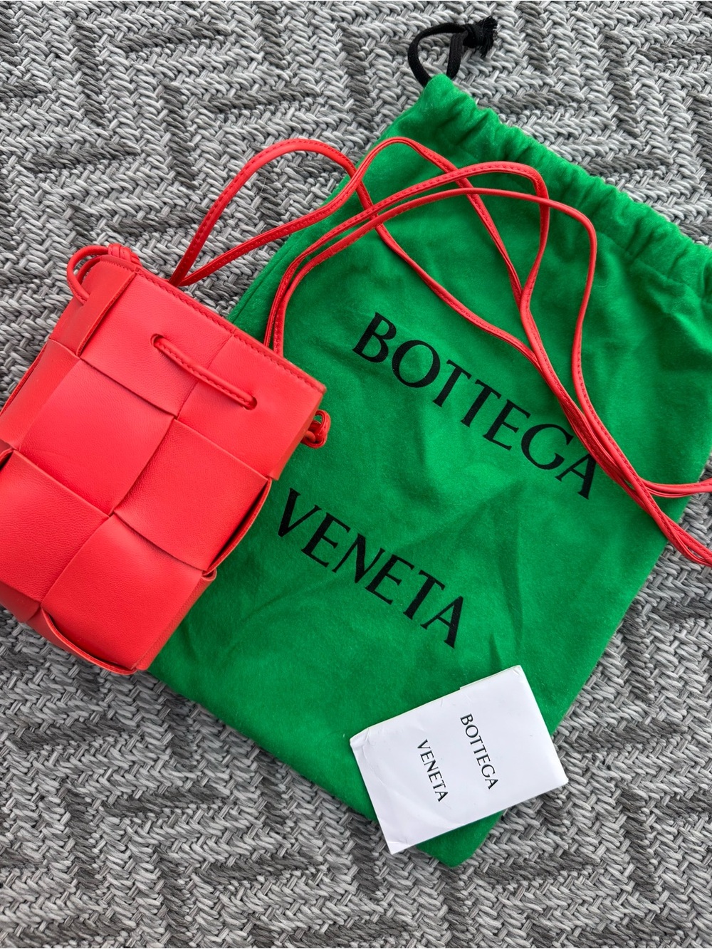Bottega Veneta Coral Red Intrecciato Mini Pouch